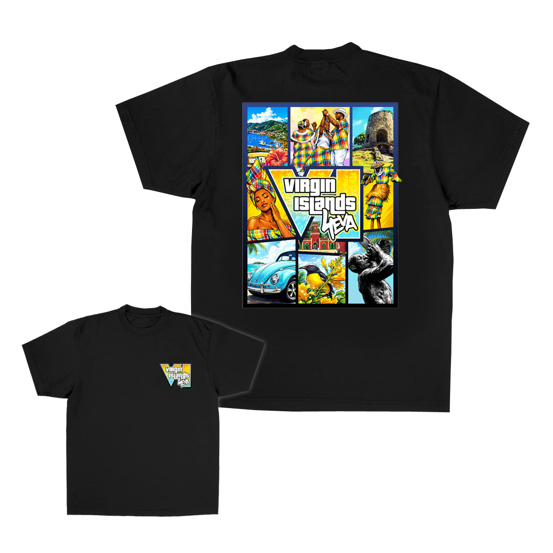 Unisex Virgin Islands 4Eva "GTA Style" Collage Tee (Black)