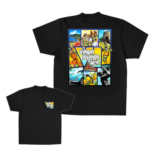 Unisex Virgin Islands 4Eva "GTA Style" Collage Tee (Black)
