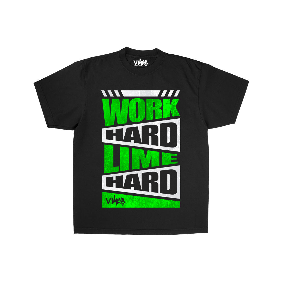 Unisex Work Hard Lime Hard Tee (Black)