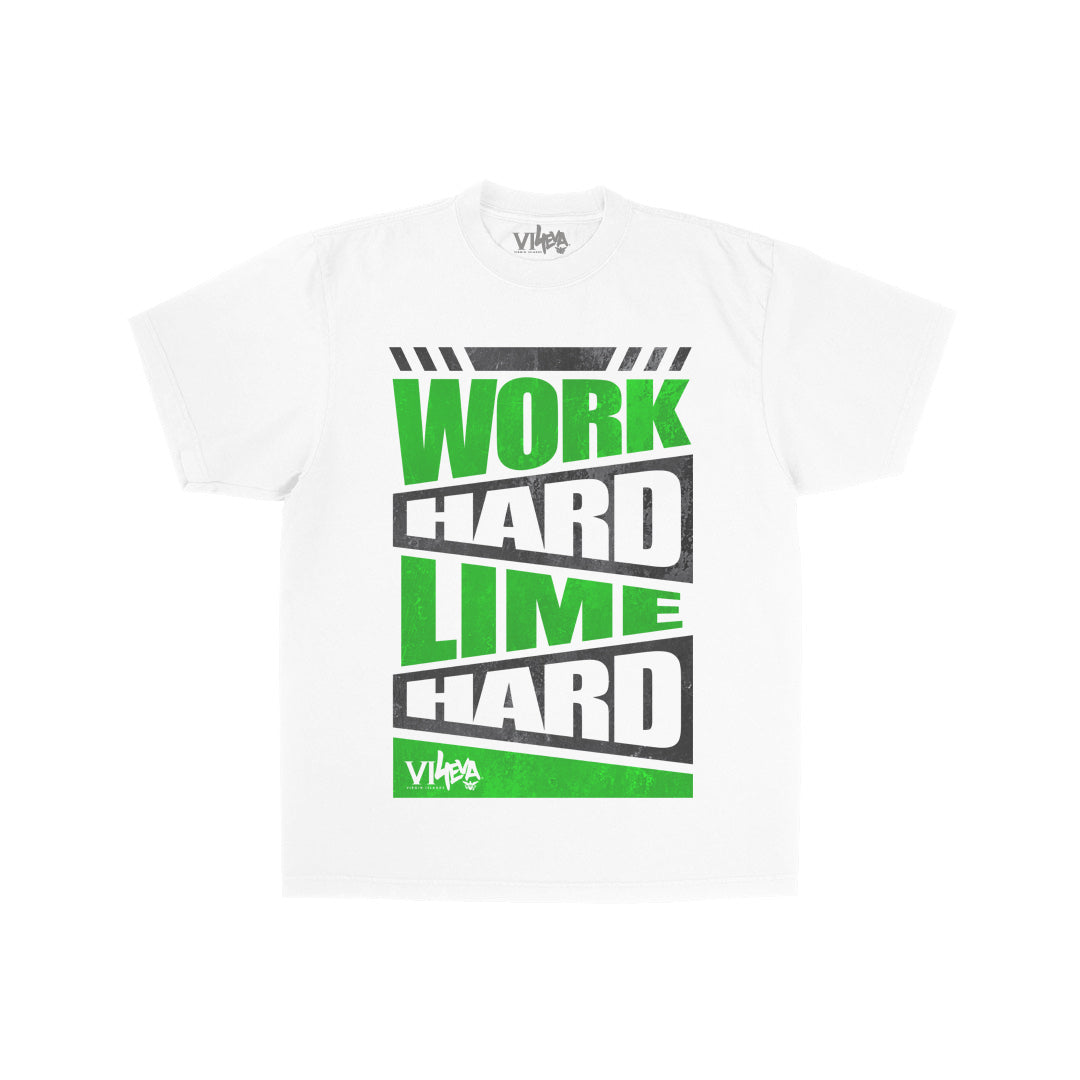 Unisex Work Hard Lime Hard Tee (White)