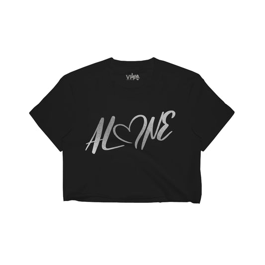 Women's Love Alone Crop Top (Black)